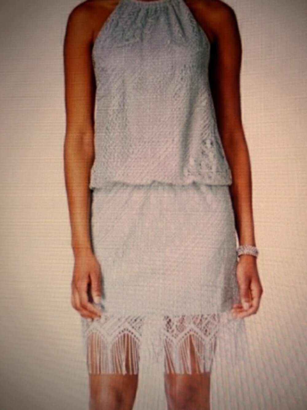 SLNY 20s inspired Flapper Girl Mint Green Textured Knit Evening Top - Picture 9 of 9